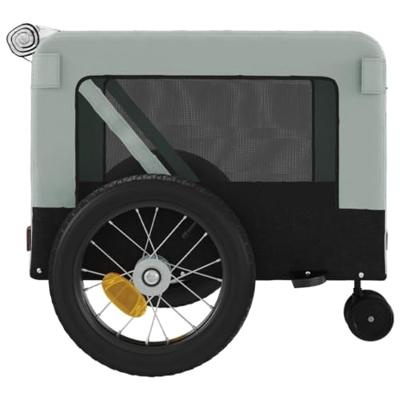 Hondenfietstrailer oxford stof en ijzer grijs en zwart - thumbnail