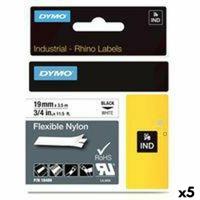 Gelamineerde Tape voor Labelmakers Rhino Dymo ID1-19 19 x 3,5 mm Zwart Wit Zelfklevend (5 Stuks) - thumbnail