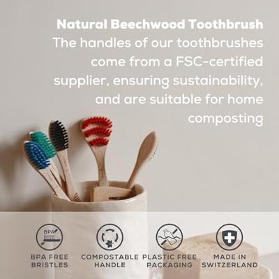 Georganics Toothbrush medium beechwood 1 Stuks