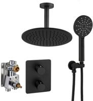 Ben Lavion 250 inbouw regendoucheset met 4 straalsoorten en plafondaansluiting Ø25cm mat zwart - thumbnail