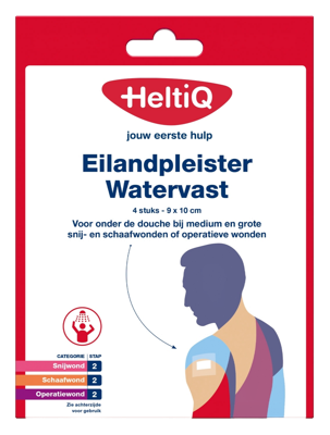 Heltiq Eilandpleister watervast 9 x 10cm 4 Stuks Heltiq Eilandpleister watervast 9 x 10cm 4 Stuks