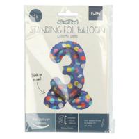 Folat BV Staande folieballon colorful dots cijfer 3 - 72cm - thumbnail