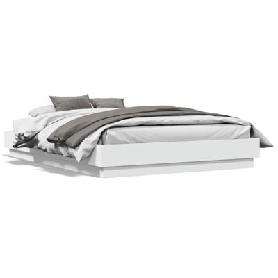 Bedframe bewerkt hout wit 135x190 cm - thumbnail