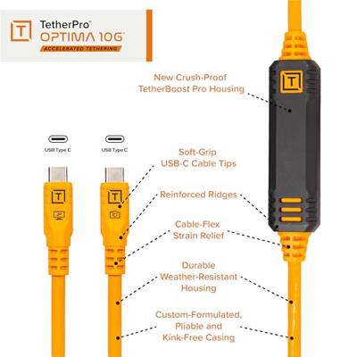 Tether Tools LeverLock & Cable Kit, Optima 10G, 15&apos; (4.6m), straight orange