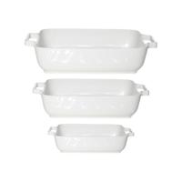 Set Van 3x Stuks Witte Ovenschalen/serveerschalen 17 X 17 Cm/24 X 19 Cm/29 X 23 Cm - Ovenschalen - thumbnail