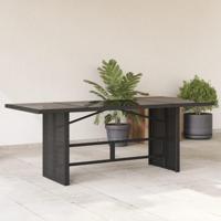Tuintafel met glazen blad 190x80x74 cm poly rattan zwart - thumbnail