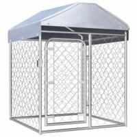 VidaXL Hondenkennel voor buiten met dak 100x100x125 cm - thumbnail