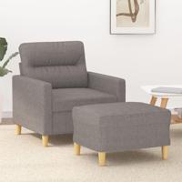 Fauteuil met voetenbank 60 cm stof taupe - thumbnail