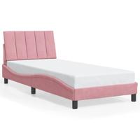 Bedframe zonder matras "Hanko" fluweel roze 80x200 cm - thumbnail