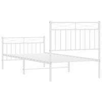 Bedframe met hoofd- en voeteneinde metaal wit 90x190 cm - thumbnail