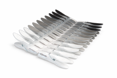 24 XEMM Wasknijpers - Kunststof Knijpers voor Wasrek - Sterke Grip - Zwart/Wit/Grijs