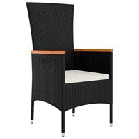 Tuinstoelen 2 st met kussens poly rattan zwart - thumbnail