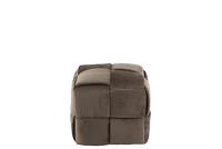 J-Line Poef 1-Zit Textiel|Hout Donker Grijs - thumbnail