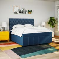 Boxspring met matras stof blauw 140x200 cm - thumbnail