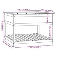 Plantenbak met schap 111,5x111,5x81 cm massief grenenhout wit - thumbnail