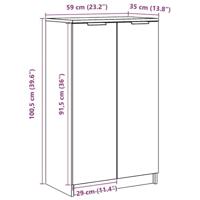 Schoenenkast 59x35x100,5 cm bewerkt hout oud houtkleurig - thumbnail