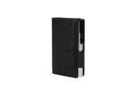 Juscha JU-962201 Pasjeshouder Clicksafe RFID Nappaleer ZW/ZI 8 Pasjes Met Opbergvak Voor Muntgeld - thumbnail