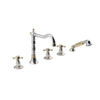 Badrandkraan Sapho Antea 3-kruisgreep Mengkraan Retro Compleet 5-gats Chroom / Goud - thumbnail