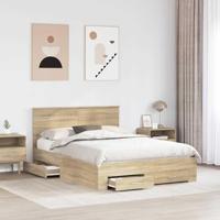 Bedframe met hoofdeinde Sonoma Eiken 140 x 190 cm Bewerkt hout - thumbnail