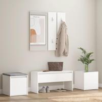Garderobe set bewerkt hout wit - thumbnail
