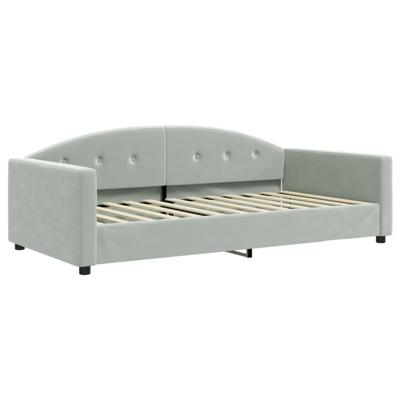 Slaapbank met onderschuifbed 100x200 cm fluweel lichtgrijs