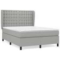 Boxspring met matras stof lichtgrijs 140x190 cm - thumbnail