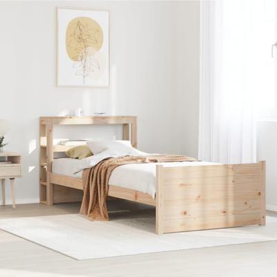Bedframe met hoofdbord massief grenenhout 90x190 cm
