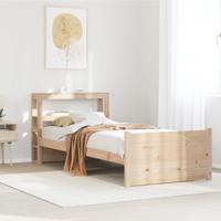 Bedframe met hoofdbord massief grenenhout 90x190 cm - thumbnail