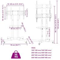 VidaXL Tv-standaard wielen 32-70 inch scherm 40 kg max vesa 600x400 mm - thumbnail