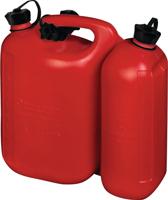 Hunersdorff Dubbele jerrycan voor brandstof | inhoud 5,5 + 3 l | rood HDPe | L316xB145xH312mm | 1 stuk - 825000 825000 - thumbnail