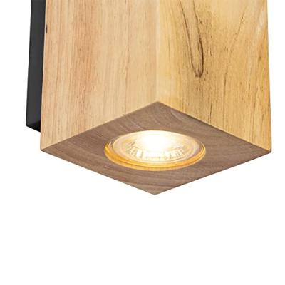 QAZQA Landelijke wandlamp hout vierkant 2-lichts - Sandy