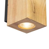 QAZQA Landelijke wandlamp hout vierkant 2-lichts - Sandy - thumbnail