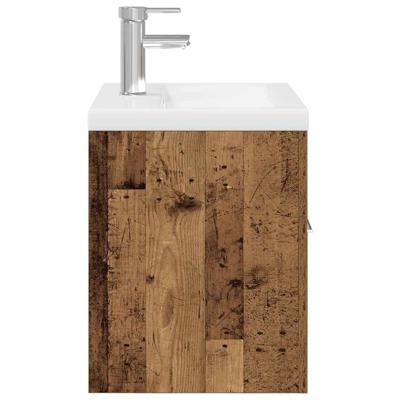 Wastafelkast met ingebouwde wasbak en kraan oud houtkleurig