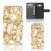 Samsung Galaxy J3 2016 Bookcase Marmer Goud - thumbnail