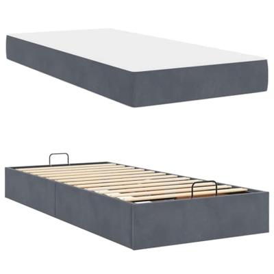 Bedframe met matras met opslag Donkergrijs 80 x 200 cm Fluweel