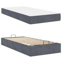 Bedframe met matras met opslag Donkergrijs 80 x 200 cm Fluweel - thumbnail