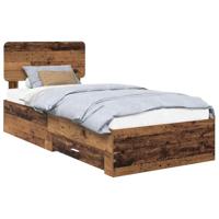Bedframe met hoofdeinde Oudhout 90 x 190 cm Bewerkt hout - thumbnail