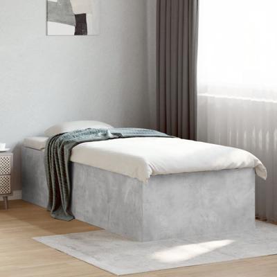 Bedframe bewerkt hout betongrijs 75x190 cm