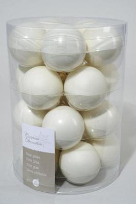 20 Kerstballen glas emaille-mat 60mm wolwit KSD - Ksd