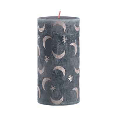 Bolsius Silhouette Stompkaars met Print 13x6.8 cm Leisteenblauw