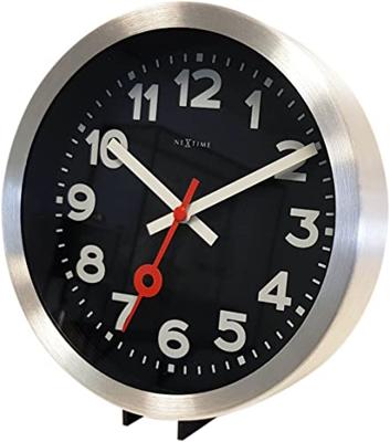 NeXtime NE-3998ARZW Wandklok 'Station' Ø19 Cm, Geborsteld Aluminium Zwart NeXtime NE-3998ARZW Wandklok 'Station' Ø19 Cm, Geborsteld Aluminium Zwart