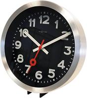 NeXtime NE-3998ARZW Wandklok &apos;Station&apos; Ø19 Cm, Geborsteld Aluminium Zwart - thumbnail