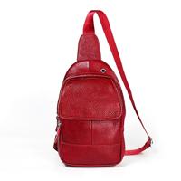 6023 casual Litchi textuur zachte gezicht echt leer één schouder Cross Body tas voor mannen (rood) - thumbnail