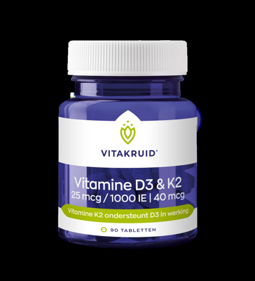Vitakruid Vitamine D3 & K2 25mcg/1000IE/40mcg Tabletten