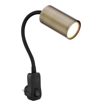 Globo Zwarte lampRobby stopcontact met messing - 57911DPM