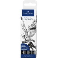 Faber Castell Tekenstift Pitt Artist Pen Comic - 4-delige etui zwart - thumbnail