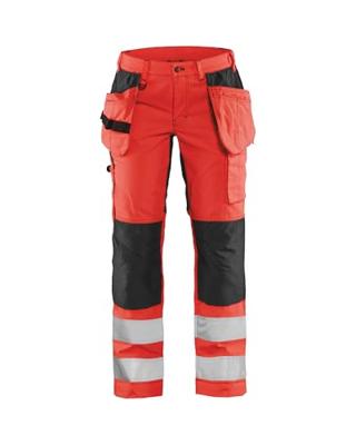 Blåkläder Dames werkbroek High-Vis met stretch 71631811 | High-Vis Rood/Zwart | Maat 48 - 7330509811610