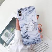 Marmer anti-drop TPU bescherming achtercover voor iPhone XS Max met opvouwbare houder (Z3) - thumbnail