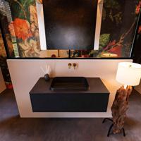 Badkamermeubelset Mondiaz Erin 100 cm met 1 Lade met RIDGE Wastafel Midden Urban Zonder Kraangaten Greeploos Mat Urban - thumbnail