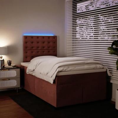 vidaXL Boxspring met matras fluweel roze 120x190 cm, boxspring, ledikant, bedframe, bed, boxspring bed, bedbodem, seniorenbed, senioren bed